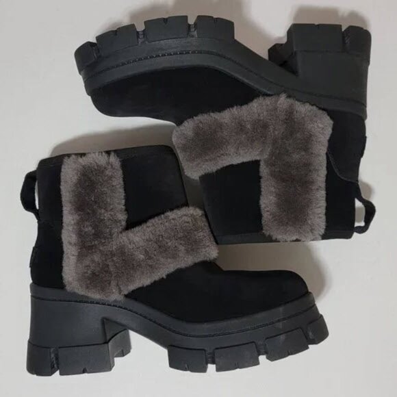 UGG Women’s Brooklyn Sunburst Waterproof In Black Suede Sz 11 - Picture 1 of 10